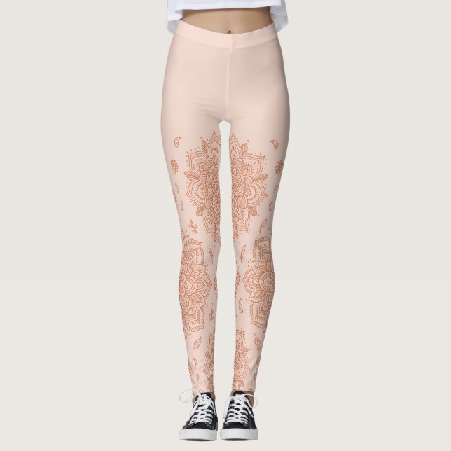 Boho Pastell Terrakotta Mandala  Leggings (Framsida)