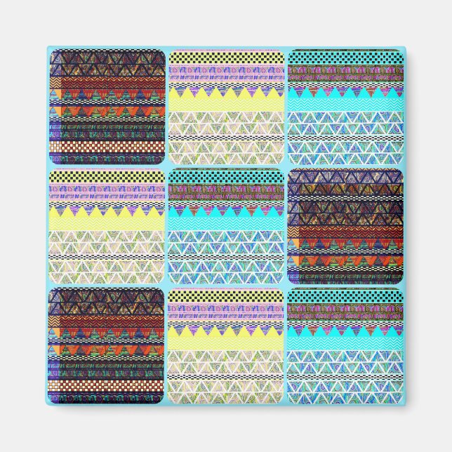 Boho Patchwork of Tribal Ethnic Rand Magnet (Framsidan)