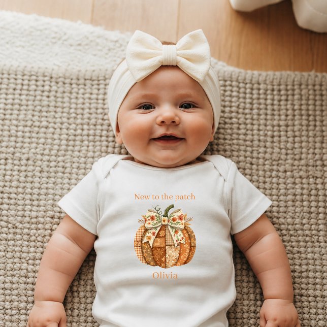 Boho Patchwork Pumpa Ny på Åkern Nyfödd T Shirt (Skapare uppladdad)