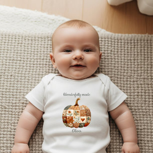 Boho Patchwork Pumpkin Kristet Nyfödd T Shirt