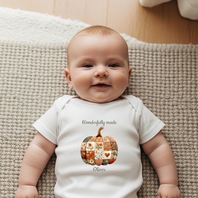 Boho Patchwork Pumpkin Kristet Nyfödd T Shirt (Skapare uppladdad)