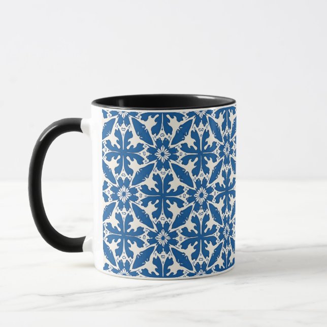 Boho Pattern in Blue – Elegant & Bold Mugg (Vänster)