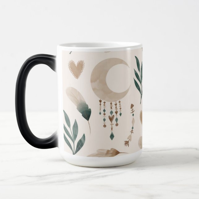 Boho Patterned Morphing 15 oz Magisk Mugg (Vänster)