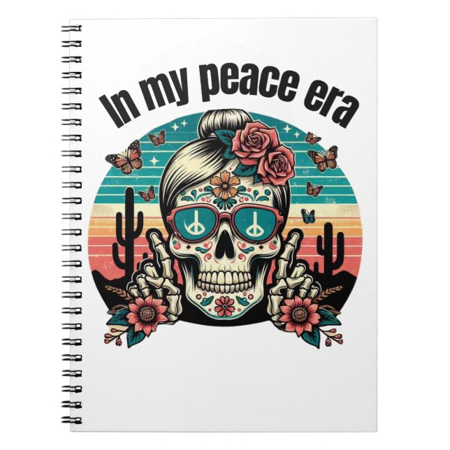 Boho Peace Era Skull – Retro Desert Floral Design" Anteckningsbok (Framsidan)