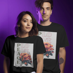 Boho Peace & Love Blommig - Retro 70-tal Groovy T Shirt