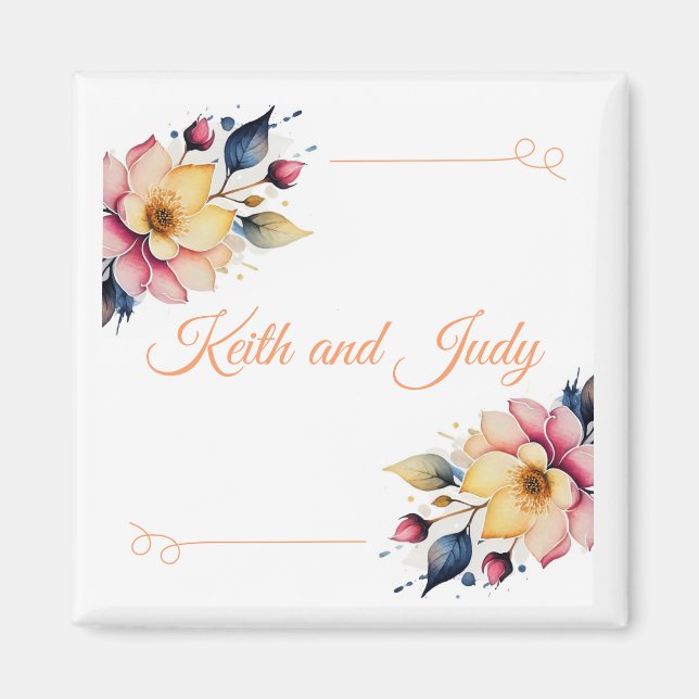 Boho Peach Blommande Magnet (Framsidan)