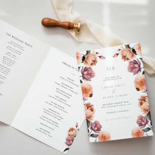 Boho Peach Blommigt Garden Wedmedlad-programmet Program