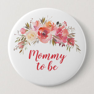 Boho Peach Blommigt Mamma till 4 tum Knapp