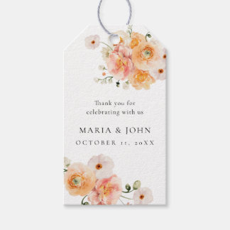 Boho Peach & Blush Floral Wedding Gift Tags Presentetikett