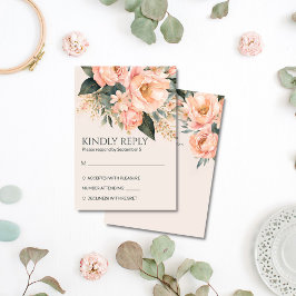 Boho peach earthy blommigt (sommartid) vår bröllop OSA kort