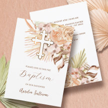 Boho Peach Flowers Baptism