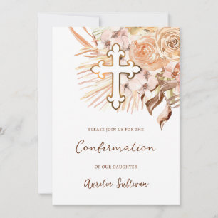 Boho Peach Flowers-bekräftelse Inbjudningar