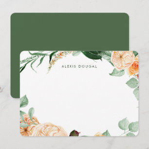 Boho Peach Greenery Women Personlig Stationery Anteckningskort