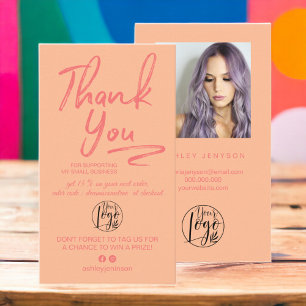 Boho peach-logotyp för fotot - tack visitkort