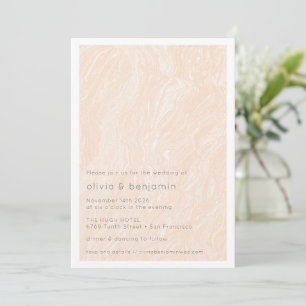 Boho Peach Marble Modern Bröllop Inbjudningar