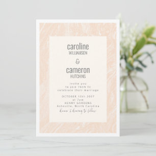 Boho Peach Marble Modern Bröllop Inbjudningar