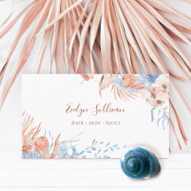 Boho peach och blue affärskort