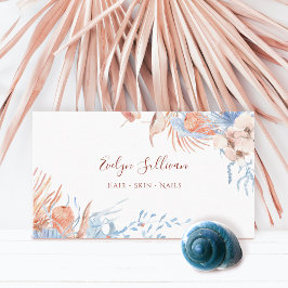 Boho peach och blue affärskort visitkort