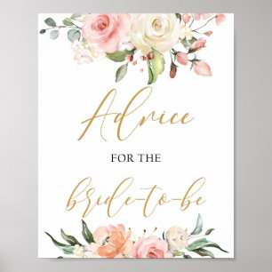 Boho peach rosa blommigt råd för bridtecknet poster