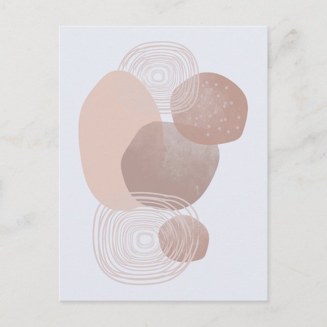 Boho Peach Rosa Organic Shapes Art-vykort Vykort (Framsida)
