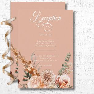 Boho Peach & Rust Blommig Persika Rosafärgad Bröll Tilläggskort