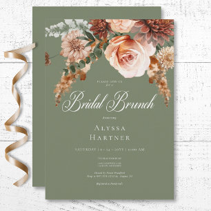 Boho Peach & Rust Blommigt Sage Grönt Möhippa Brun Inbjudningar