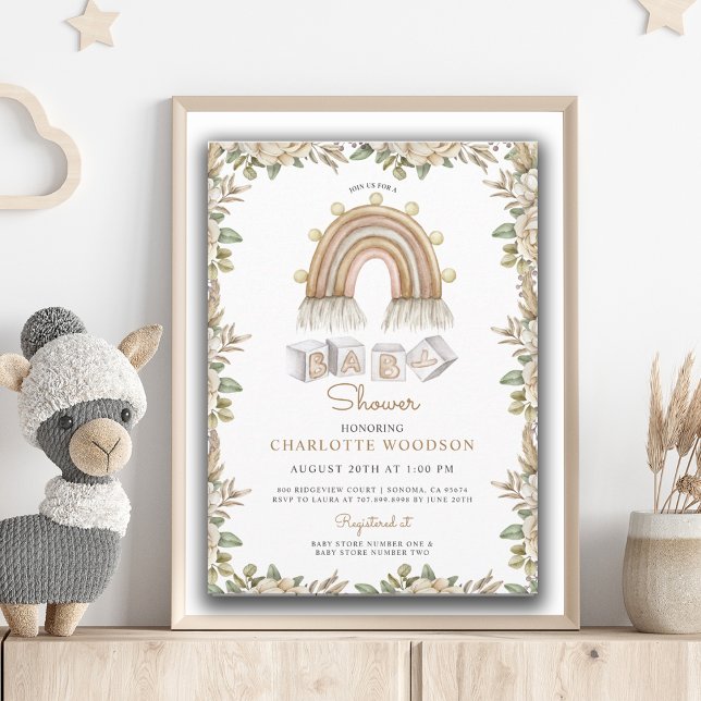 Boho Peach Watercolor Rainbow Baby Shower Inbjudningar (Skapare uppladdad)
