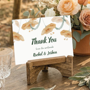 Boho Peach Wildflower & Sage Grön Bröllop Tack Kort