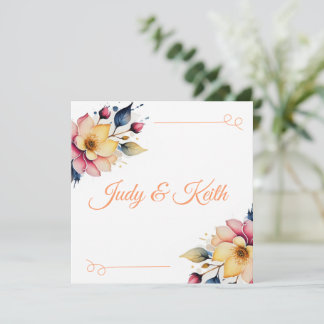 Boho Peachy Blommigt Inbjudningar