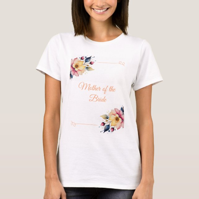 Boho Peachy Blommigt T Shirt (Framsida)