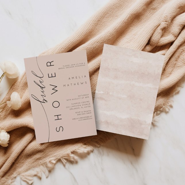 Boho Peachy Pink Simple Bridal Shower Inbjudningar (Skapare uppladdad)