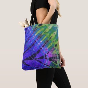 Boho Peacock Blue Grönt Abstrakt Batik Tie Dye Art Tygkasse