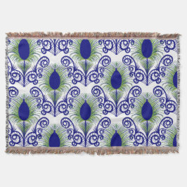 Boho Peacock Feather Jewel Tone-Blue-Grönt Filt