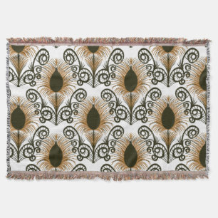 Boho Peacock Feather Jewel Tone-Golden Brown Filt