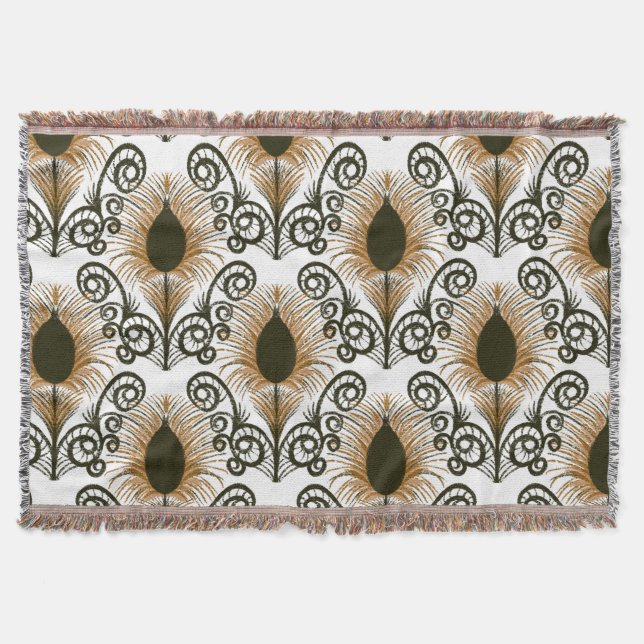 Boho Peacock Feather Jewel Tone-Golden Brown Filt (Framsidan)