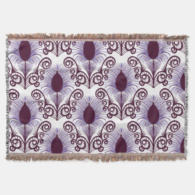 Boho Peacock Feather Jewel Tone-Lila Monochrome Filt (Framsidan)