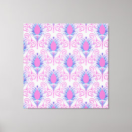 Boho Peacock Feather Jewel Tone-Neon Rosa Canvastryck