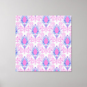 Boho Peacock Feather Jewel Tone-Neon Rosa Canvastryck