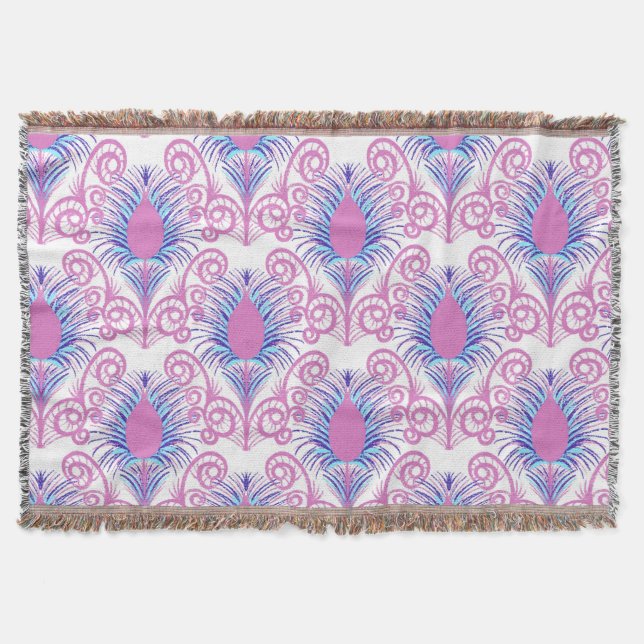 Boho Peacock Feather Jewel Tone-Neon Rosa Filt (Framsidan)