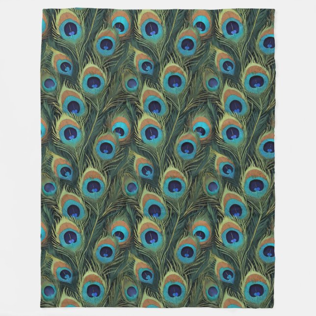 Boho Peacock Feathers Fleecefilt (Framsidan)