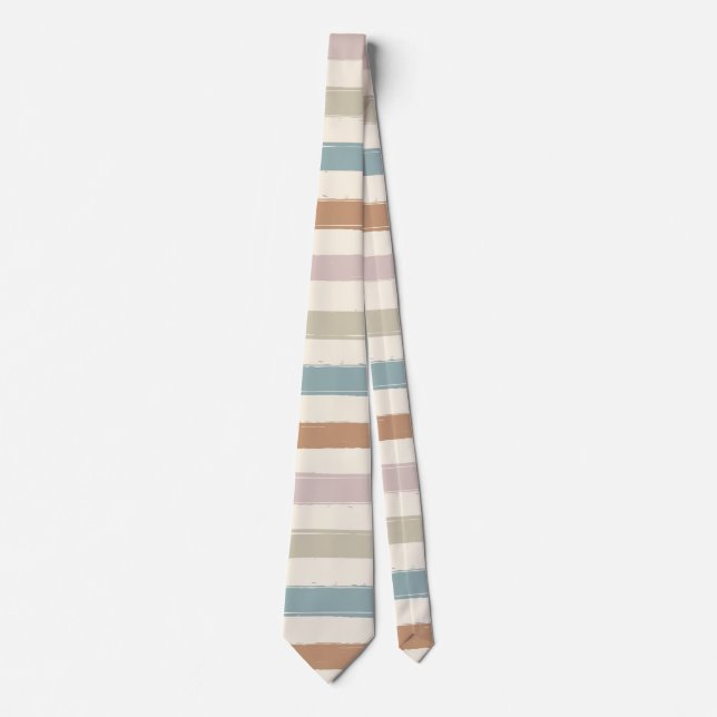 Boho-penseldrag Randiga Sömlösa Jordtoner Slips (Framsida)