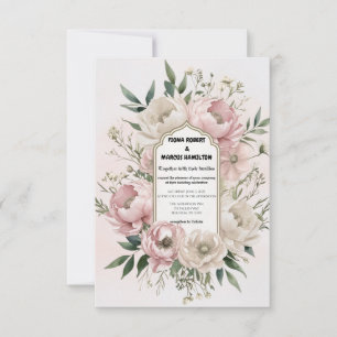 Boho Peonies & Ivory Blommigt Bröllop Spara Datumet