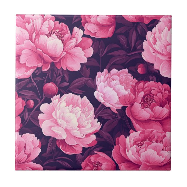 Boho Peonies keramiska plattor för kökssalar Kakelplatta (Framsidan)