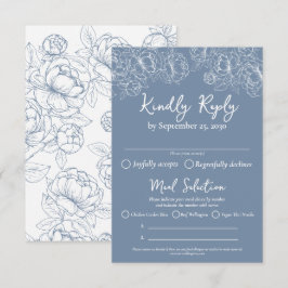 Boho Periwinkle Blue Blommigt Bröllop Meal Options OSA Kort