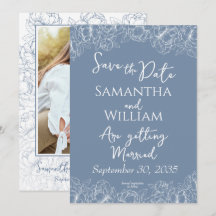 Boho Periwinkle Blue Blommigt Modern Photo Bröllop