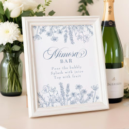Boho Periwinkle Wildblommimosa Pub Sign Fototryck