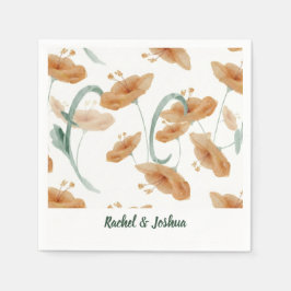 Boho Persika Vildblomma & Salvia Grön Bröllop Pappersservett