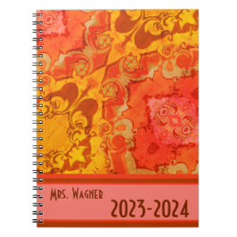 Boho Personlig Teacher Söt Modern Orange Anteckningsbok