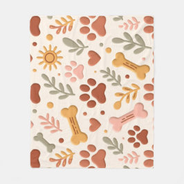 Boho Pet Blanket | Cozy Paw Print & Heart Design Fleecefilt