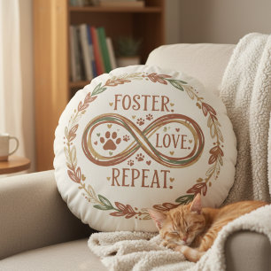 Boho Pet Rescue – Uppriktig Fosterhemsgåva Rund Kudde